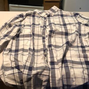 White and blue plaid shirt